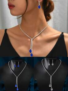 Royal 3pcs Rhinestone Decor Bridal Jewelry Set Valentine's Day Valentines - Silver - View 10