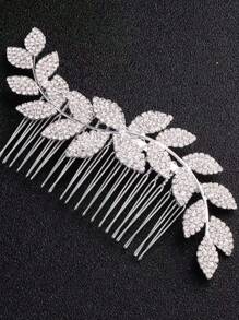 1 Peça Pente de Cabelo com Design de Folha Elegante e Brilhante com Strass, Acessório de Moda Estilo Boho para Noivas, Madrinhas, Festas, Casamentos, Uso Diário