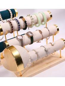 1pc Black, Green, White, Beige, Gray, Pink Solid Wood Suede Metal Jewelry Rack Bracelet Display Rack Bracelet Display Rack Jewelry Display Rack Jewelry Display Rack For Women Storage Organizer Travel Essentials Gift Back To School