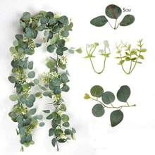 1/2/4/8 pièces, 1,8 m Guirlandes en eucalyptus artificielles avec fleurs blanches - parfaites pour les mariages, les fêtes et la décoration de la maison, idéales pour les manteaux de cheminée, les chemins de table et les espaces extérieurs