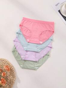 9件装女士三角内裤低腰无缝三角裤纯色舒适内衣内裤