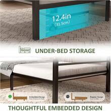 Twin Bed Frames With LED Lights & Charging Station - Metal Platform Bed Frame With Under Bed Storage - Heavy Duty Steel Slats/Upholstered Headboard/Noise-Free/No Box Spring Needed/Easy Assembly/Black - Twin - View 3