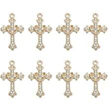 20 Pcs Rhinestones Alloy Cross Religious Virgin Our Lady Of Guadalupe Mary Rosary Beads Charms For DIY Necklace Bracelet Making