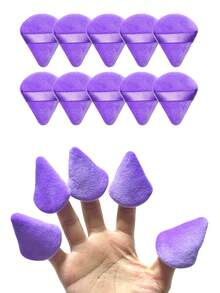 5pcs/10pcs/12pcs/20pcs/30pcs/50pcs/100pcs Mini Triangle Flocked Double-Sided Makeup Sponges, Suitable For Setting Makeup, Soft & Fluffy Texture, Applicable For Face & Body Powder Puff, Mixed Makeup Beauty Tools Set - Purple - View 2