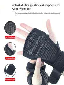 1 Paar unisex fingerlose Gewichtheberschuhe mit Klettverschluss für Fitness-Training im Gym