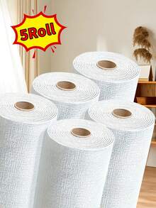 5 Rolls 3D Self-Adhesive Linen Wall Stickers, Household Waterproof And Moisture-Proof Wallpaper, Suitable For Wall Decoration In Living Rooms, Bedrooms And Corridors, With A Size Of 50*2.8 Meters Wall Paper Room Decor Wallpaper Peel And Stick Bathroom Decor - Multicolor - View 9