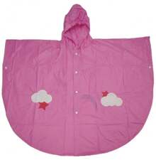 Impermeable para niños tipo capa colores y figuras variadas material resistente reutilizable uso cómodo protección contra lluvia y viento ideal para escuela y actividades al aire libre - Rosa - Ver 4