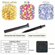 Guirlande lumineuse solaire LED étanche pour l'extérieur, décoration de Noël et Halloween, éclairage festif pour le jardin, fournitures de fête
