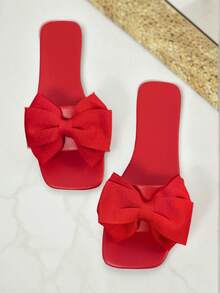 女士时尚方头平底凉鞋，百搭女士夏季春季拖鞋，防滑沙滩人字拖 - 紅色 - 查看 3