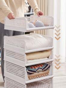 1 件可折叠可堆叠储物篮抽屉整理盒，家用衣柜衣服抽屉梳妆台搁架，卧室厨房桌面零食展示架