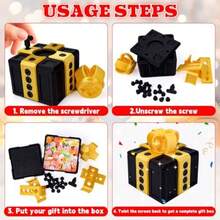 Pipihome 8CM 扭扭收纳烦人礼品盒，3D 印花恶作剧礼品盒，新奇礼品包装盒，金钱拼图礼品盒，适用于现金礼品，情人节、复活节、生日礼物