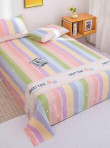 1pc Bedsheet, Skin-Friendly Soft And Comfortable Mattress Protector, Valentine's Day Gift Bedsheet, Cartoon Love Geometry Pattern Bedsheet For Kids, Heart Shape Bedding Set, Home Decor, Fits Twin, Queen, King Size Bed, Mother's Day Bedding Gift, Machine Washable