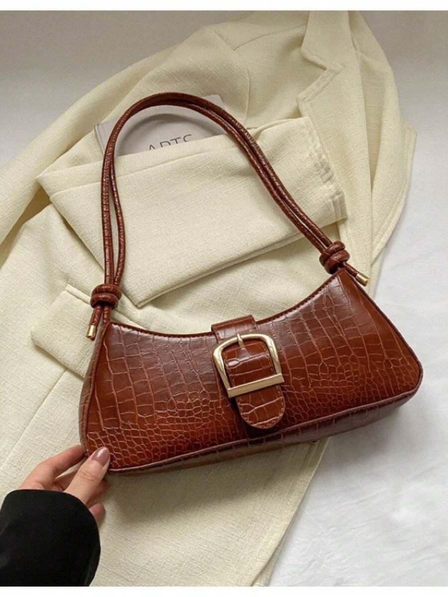 Women Solid Color Elegant Shoulder Crossbody Bag(3141) - Rust Brown - View 1