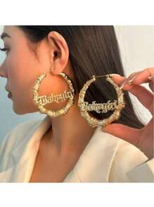 1pc Fashionable Bamboo Knot Round Hoop Earrings, Suitable For Everyday Wear