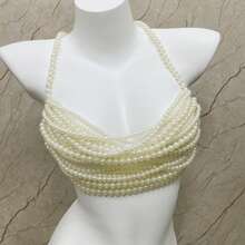 性感、时尚、个性化、精致、多层仿珍珠胸链顶链、婚礼派对配饰