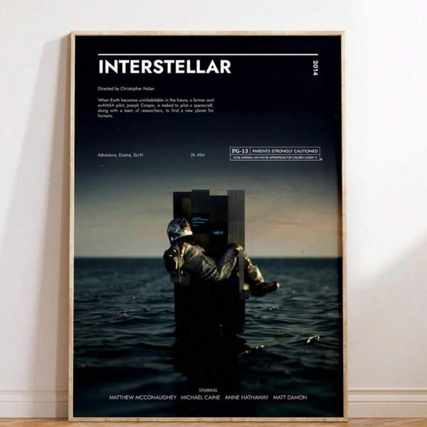 1 pezzo cartellone vintage del film di fantascienza "Interstellar" - Stampa su tela minimalista - Arredamento moderno per soggiorno, camera da letto, casa - Idea regalo per fan, senza cornice