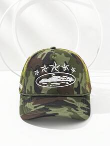 1 chiếc Mũ lưỡi trai lưới thoáng khí mùa hè thêu hình ngôi sao ngụy trang, mũ có vành che nắng thích hợp cho hoạt động ngoài trời, du lịch, thể thao - Nhiều màu - Xem 7