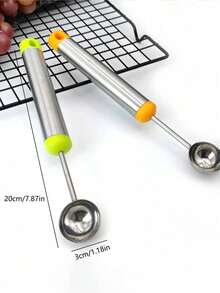 一套不锈钢西瓜切片器、西瓜球制作器、带去籽器的西瓜勺、多功能水果切割器厨房工具 - 彩色 - 查看 11