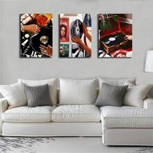 3 piezas de pósteres de arte con diseño de discos de música, decoración de pared moderna para dormitorio, sala de estar, oficina o fondo, enmarcado