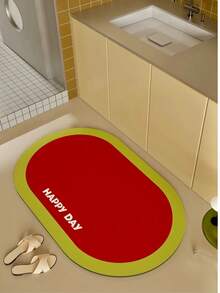 1pc Solid Color Framed Anti-Slip Bathroom Mat, Absorbent Bath Mat, Soft Rubber Toilet Door Mat And Non-Slip Toilet Door Mat, Bathroom Mat, Bath Rug, Doormat, Small Area Rug, Carpet, Mat, Home Decor, Area Small Rug - Multicolor - View 4