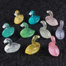 Conjunto de 12 adornos y figuras luminosas de flamenco que brillan en la oscuridad - Decoraciones de resina de colores DIY para paisaje micro de musgo para acuario, escritorio, hogar, patio - Regalos de fiesta contemporáneos (Navidad, Halloween, Pascua, cumpleaños) - Decoraciones de animales 3D creativas para dormitorio, cocina, sala de estar, baño, oficina