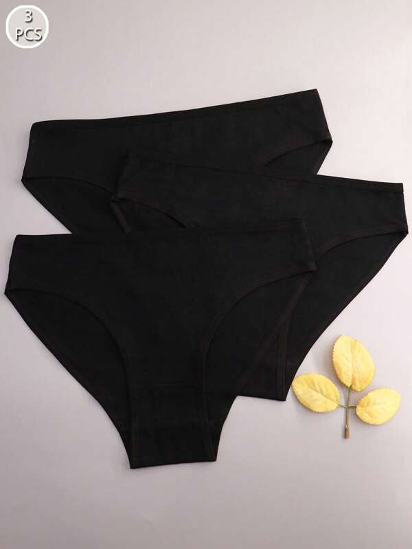 3pcs Women Simple Basic Seamless Briefs, Breathable & Comfortable Underwear