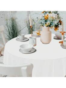 1件/6件/10件一次性圆形塑料桌布，防水防污，餐桌装饰，213厘米 - 彩色 - 查看 9