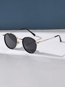 Polarized Retro Round Metal Fashion Sunglasses, Classic Design For Outdoor Sports, Cycling, Travel, Beach, Driving, Fishing, Summer UV Protection Sunglasses Shade Going Out Outfit Outdoor Beach Seaside Vacation And Gift For Family And Friends - màu đen - Xem 3