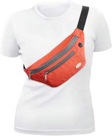 Entchin Fanny Pack Women Men,Crossbody Belt Bag With 4-Zipper Pockets,Adjustable Waist Bag Pack,One Of Most Popular Travel Essential Gifts Walking,Traveling,Cycling - 橘色 - 查看 1