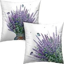 Kwlegh Sunflower Pillow Covers 24x24 Set Of 2 Spring Summer Outdoor Pillow Covers Sunflower With Eucalyptus Leaves Pillow Case Farmhouse Cotton Linen Cushion Case For Sofa Outdoor Patio - Lavenderab - View 1