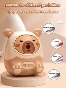 1pc Automatic Pencil Sharpener With Cute Capybara Design, Suitable For Various Pencils, Durable Metal Blade, School & Office Supplies, Fun Stationery Gift For Boys