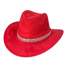 CHILDREN'S Suede Cowboy Hat With HEART BRILLIANT Band - 紅色 - 查看 2