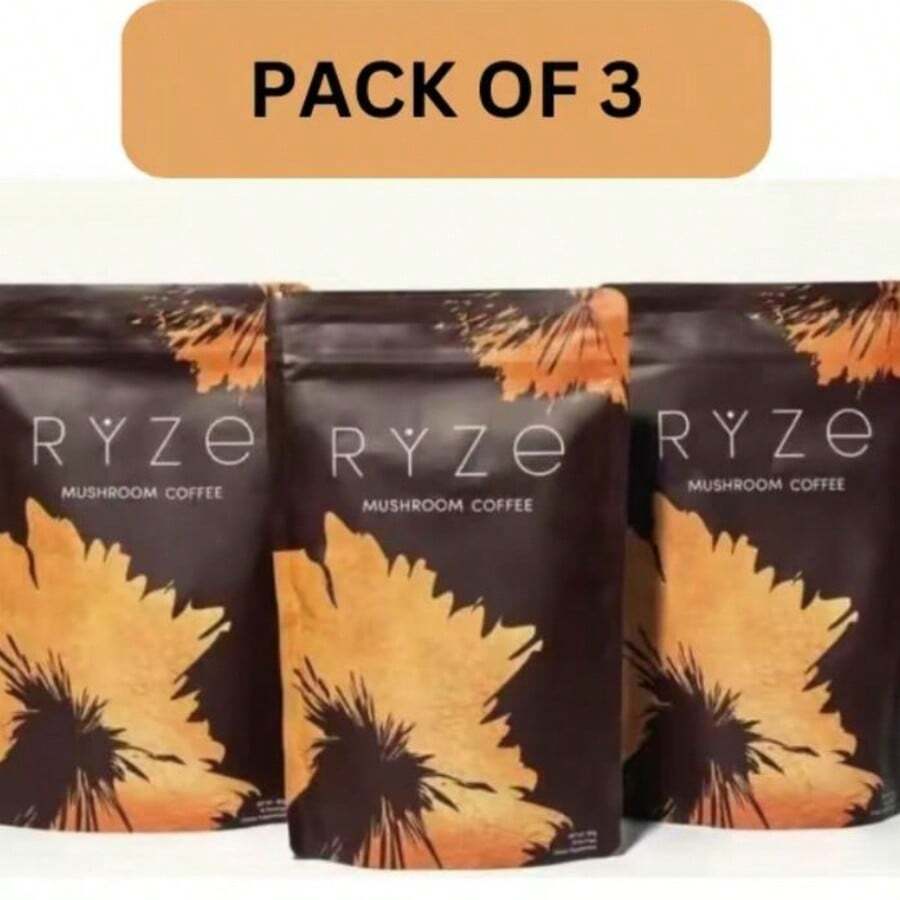RY-ZE Organic Mushroom Coffee (30 Servings) | 6 Adaptogens + MCT Oil, Lion's Mane For Focus – USA Instant – Fuel Energy, Support Digestion & Immunity! - 3PC - Xem 1