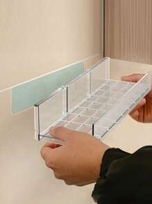 1pc/2pcs Space-Saving Acrylic Bathroom Organizer Racks, Extendable Storage Shelf, Wall-Mounted, No Drilling Required, Thick Adhesive Backing, Suitable For Toiletries And Accessories, White Bathroom Storage And Display Rack