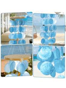 手工制作的户外风铃 28 英寸海玻璃贝壳风铃，适用于户外家居海滩装饰，Capiz 风铃，适用于户外、庭院、家居或花园装饰，送给妈妈的风铃，圣诞节/礼物 - 彩色 - 查看 8