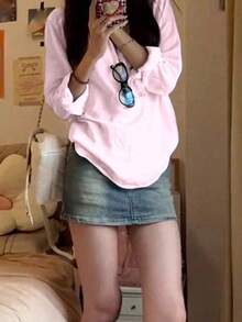 法式白色长袖轻薄防晒衬衫，时尚精致的女士夏季新品 - 藕粉色 - 查看 3