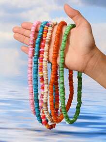 1/2/3/6/9pcs Multi-Color Natural Shell Asymmetrical Stone Sea Star Necklace Bracelet Set, Suitable For Women Spring/Summer Daily, Beach, Holiday & Casual Wear