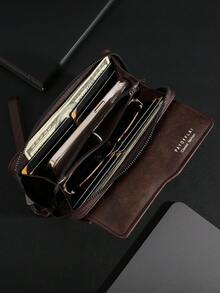 Men's Business Wallet Long Double Layer PU Leather Buckle Men's Bank Card Clip Zipper Wallet For Men Wallet Purse Wallet Long Wallet Wristlet Wallet - Multicolor - View 7