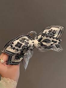 1 件腰果花蝴蝶结发夹，波西米亚风格，适合度假和各种节日拍照时尚发饰动物爪夹波西米亚发夹
