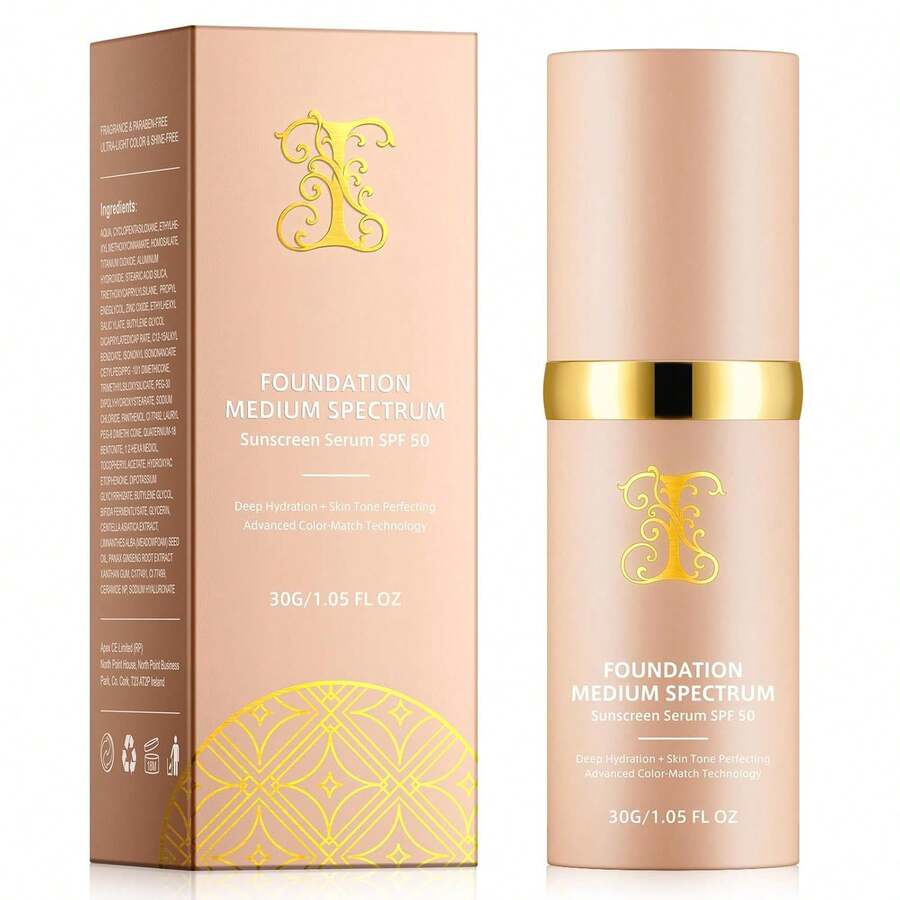 Color Changing Foundation 4 In 1 Medium Spectrum, Flawless Foundation Color Changing Makeup Full Coverage SPF50+, Waterproof Moisturizing Foundation For Mature Skin Hides Wrinkles And Lines, 30ml - 白色 - 查看 1
