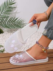 2025 Nuevas zapatillas de malla fina con cuentas hechas a mano, aptas para uso interior y exterior - Blanco - Ver 2