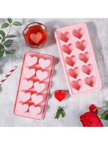 1pc Pink Heart Shaped Silicone Ice Cube Tray, 3D Heart Ice Mold, Silicone, Non-Slip Edges, Easy Release, Heat & Cold Resistant, Suitable For Summer Drinks, Afternoon Tea, Gatherings, Summer Cooling, All Year Round