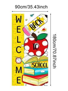 1pc Back To School Hanging Curtain - Featuring Book, Apple, Stationery Patterns, Polyester Material, Suitable For Classrooms, Study Rooms, Library Entrances - No Power Needed, Multi-Functional Party & Event Decor, Classroom Decoration