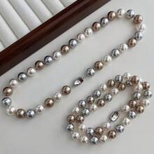 1 Luxury Versatile Fashion Mixed Candy-Colored Pearl Necklace, A Single Clavicle Chain Suitable For Women's Daily Leisure Parties And Other Occasions