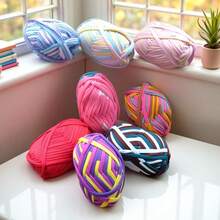 1pc Colorful T-Shirt Yarn Elastic Fabric Crochet Cloth Yarn For DIY Knitting, 36 Yards Soft Thick Polyester Fabric Knitting Yarn For Hand Beginner DIY Bag, Basket, Cushion, Crocheting Projects, Home Decor 100g/3.53oz - Multicolor - View 8