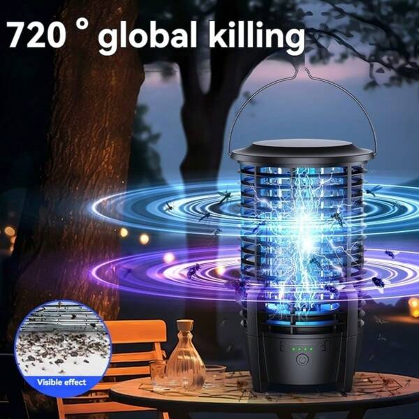 1pc Rechargeable Electric Mosquito, 360°UV LED Mosquito Repellent, Quiet And Noiseless, Portable Indoor And Outdoor Electric Insect Lamp, Can Be Hung, Suitable For Bedroom, Living Room, Office, Garden