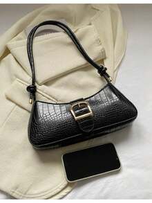 Bolsa feminina crossbody de cor sólida elegante ombro(3141) - Café - Visão 3