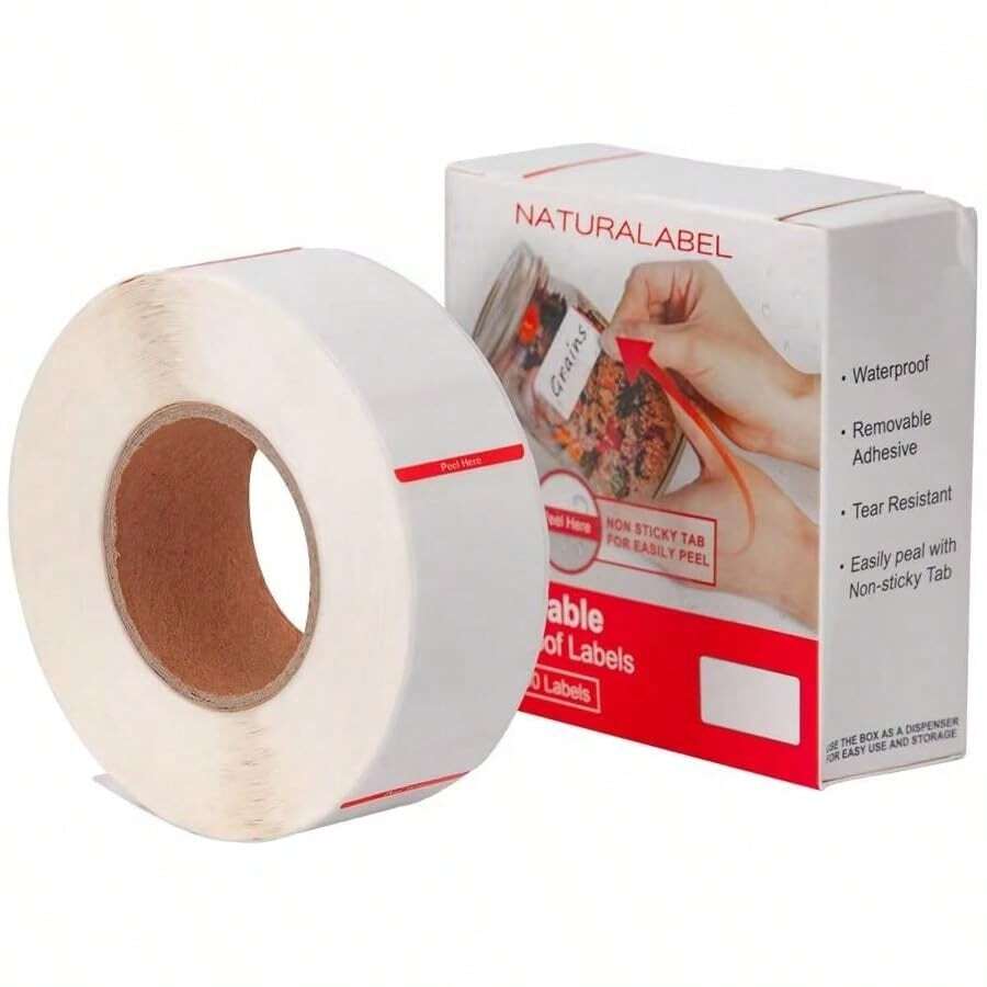 500 PCS Blank Removable Freezer Labels With Dispenser - 1" X 2" Food Labels For Meal Prep Containers & Pantry Organizers,  Easy Peel-Off Design,  No Residue