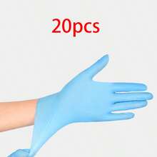 20/50/100 只乙烯基一次性手套，适用于家庭清洁和食物准备，多功能清洁手套（无盒） - 藍色 - 查看 9