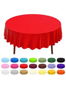1件/6件/10件一次性圆形塑料桌布，防水防污，餐桌装饰，213厘米 - 彩色 - 查看 13